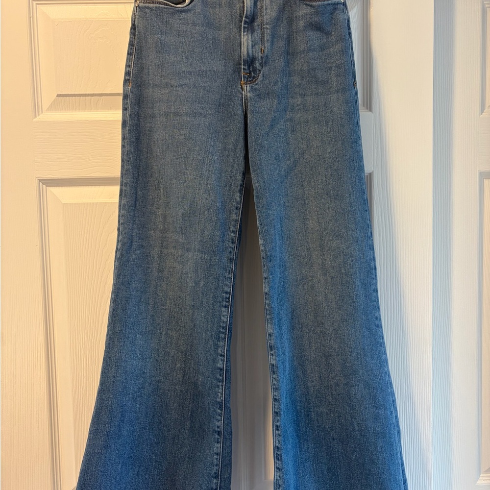 Pilcro High-Rise Wide Leg Jeans in Blue Wash